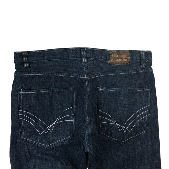 MJ233 Mens RED DIAMOND Relaxed Boot Fit Denim Jeans 38x32 - Picture 4 of 5